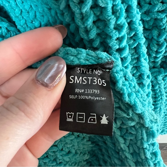 POL Step Inside Chunky Knit Cardigan Sweater Open Front Oversized Blue Small - Picture 7 of 8